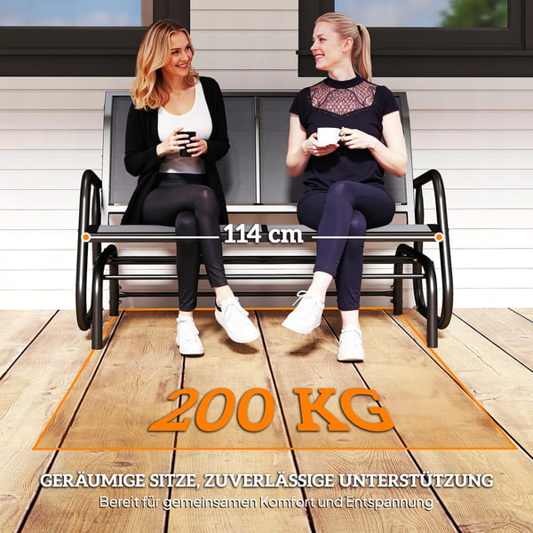 Outsunny 2-personers gyngestol havebænk havegynge siddebænk parkbænk metal havemøbel grå 120 x 70 x 85 cm