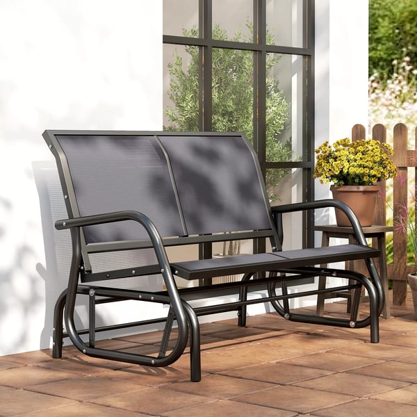 Outsunny 2-personers gyngestol havebænk havegynge siddebænk parkbænk metal havemøbel grå 120 x 70 x 85 cm
