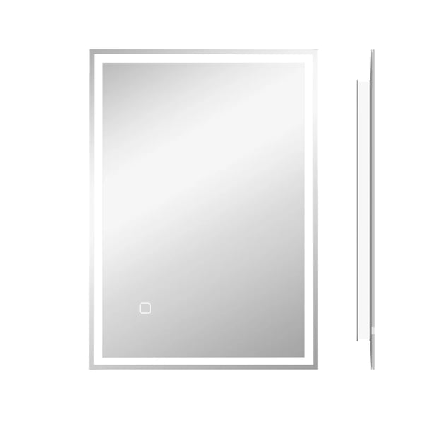 HOMCOM LED badeværelsesspejl 50x70cm dugfrit med touch-kontakt IP44, Aluminium & Glas, Silber