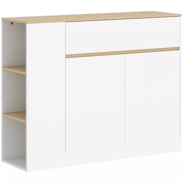 Valkoinen Sivukaappi Keittiöön, Laatikollinen Säilytyskaappi, Säädettävä Hylly, 105x30x81.5cm