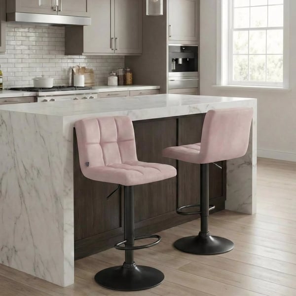 Set med 2 Peru barstolar, sammet, rosa