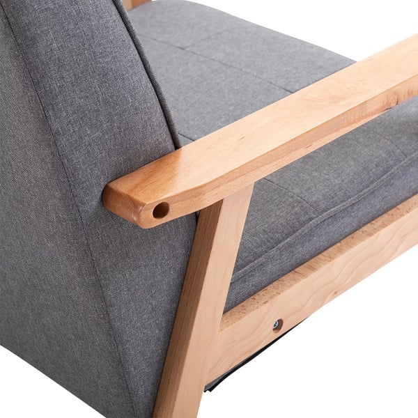 HOMCOM enkeltsofa, loungestol, polstret stol med armlæn, træstel, hør, grå, 64,5x70x74cm