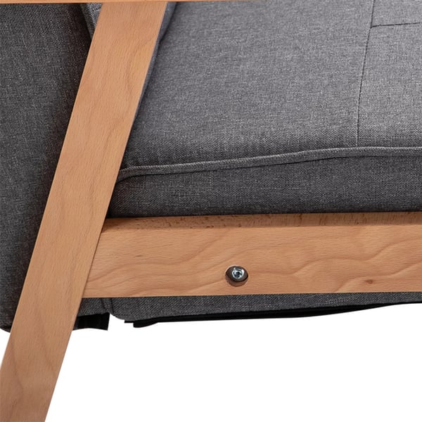 HOMCOM enkeltsofa, loungestol, polstret stol med armlæn, træstel, hør, grå, 64,5x70x74cm
