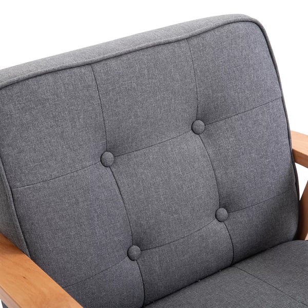 HOMCOM enkeltsofa, loungestol, polstret stol med armlæn, træstel, hør, grå, 64,5x70x74cm