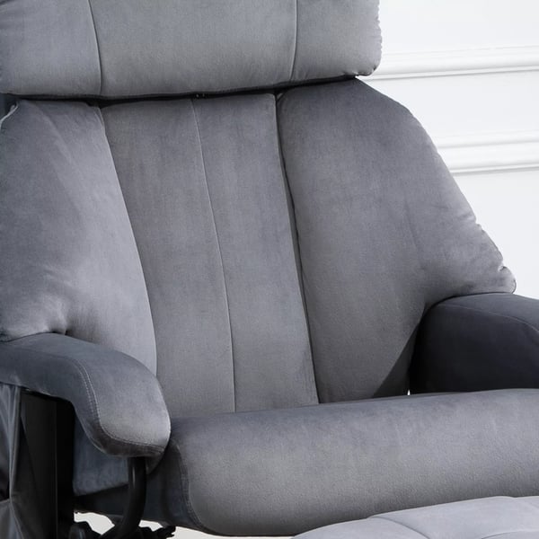 HOMCOM massagestol TV-stol hvilestol med liggefunktion lænestol med skammel massagefunktion fløjlsblødt polyester grå 76 x 80 x 102 cm