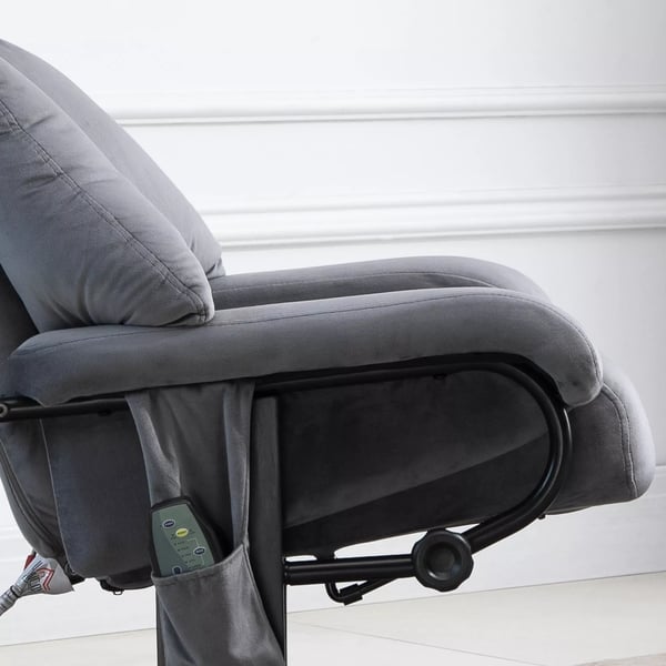 HOMCOM massagestol TV-stol hvilestol med liggefunktion lænestol med skammel massagefunktion fløjlsblødt polyester grå 76 x 80 x 102 cm