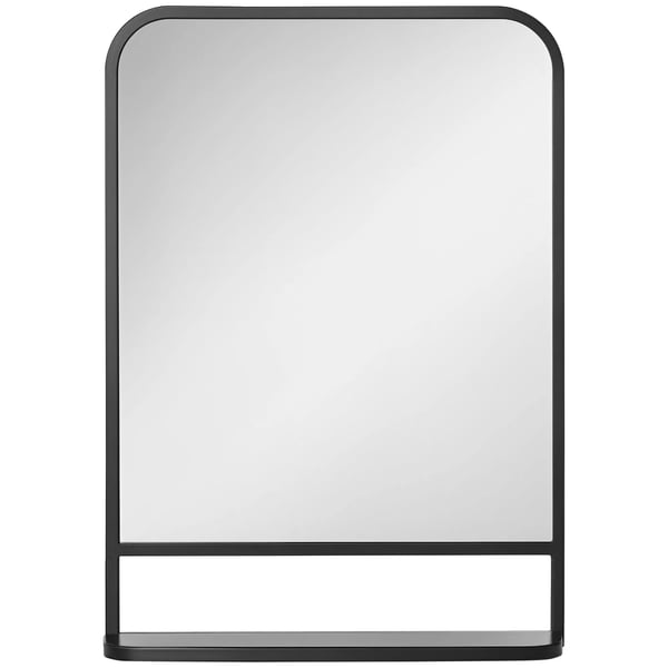 HOMCOM Väggspegel med hylla 70x50 cm, modern, elegant, för vardagsrum, rektangulär, svart