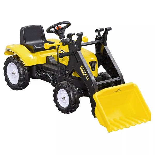 HOMCOM Gravemaskine til at sidde på, Ride-on gravemaskine med skovl til 3-årige, pedaltraktor, skubbekøretøj, 114x41x54 cm