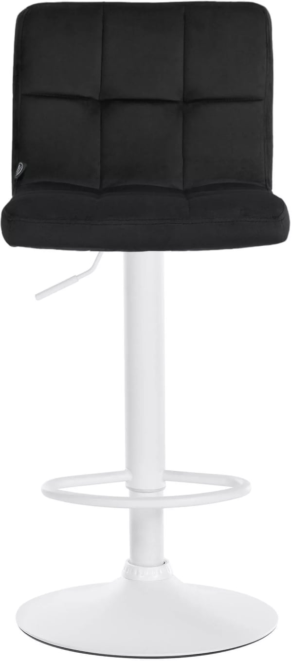 Sæt med 2 Peru fløjlsbarstole, sort, metalramme, justerbar højde, drejelig, quiltet design