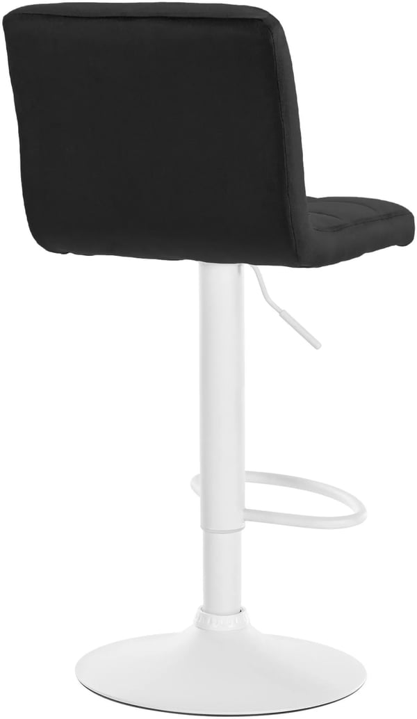 Sæt med 2 Peru fløjlsbarstole, sort, metalramme, justerbar højde, drejelig, quiltet design