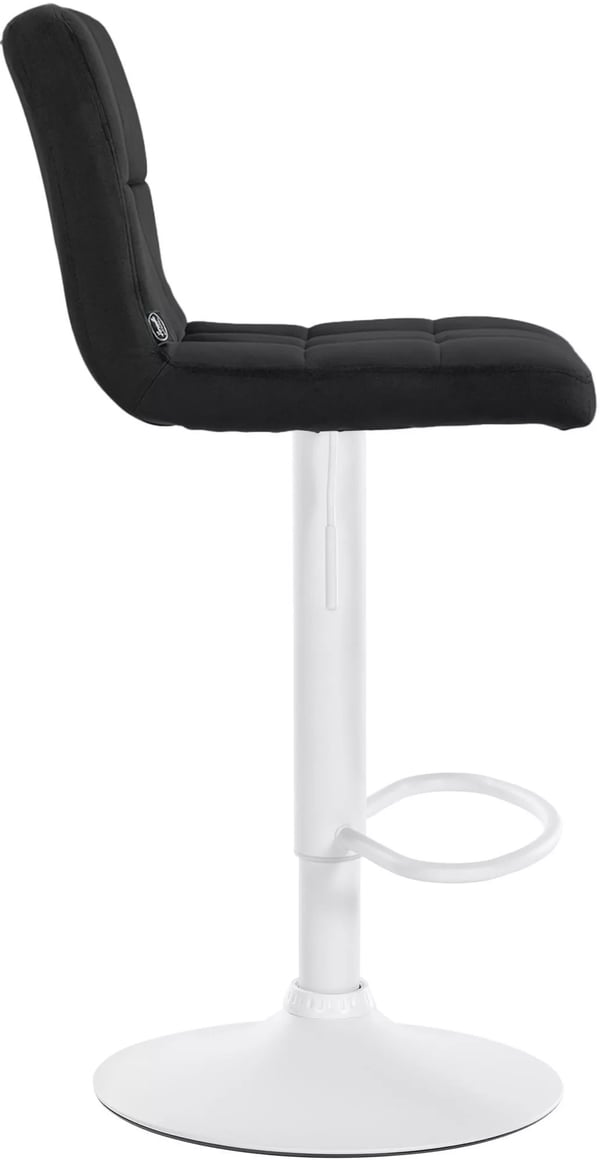 Sæt med 2 Peru fløjlsbarstole, sort, metalramme, justerbar højde, drejelig, quiltet design