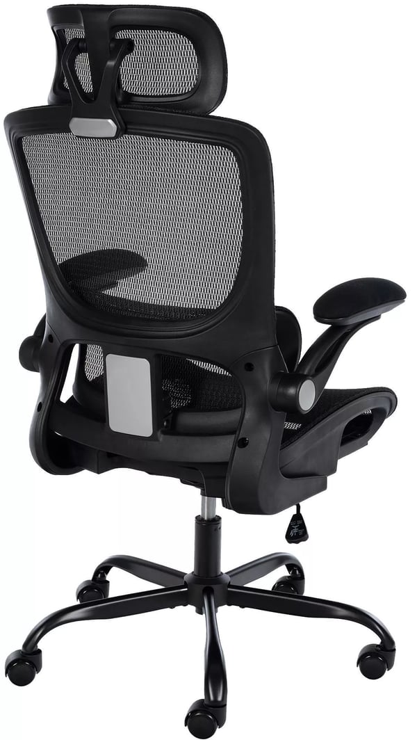 Ergonomisk kontorstol Kaylee - Sort, Plast, Metalstel, Netryglæn, Justerbar Nakkestøtte & Armlæn