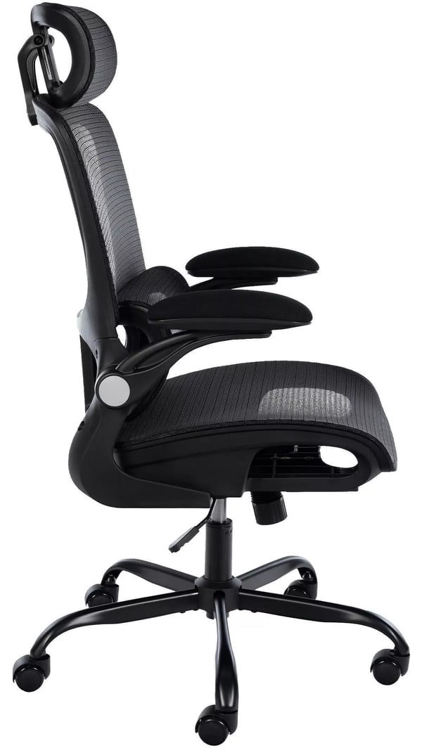 Ergonomisk kontorstol Kaylee - Sort, Plast, Metalstel, Netryglæn, Justerbar Nakkestøtte & Armlæn