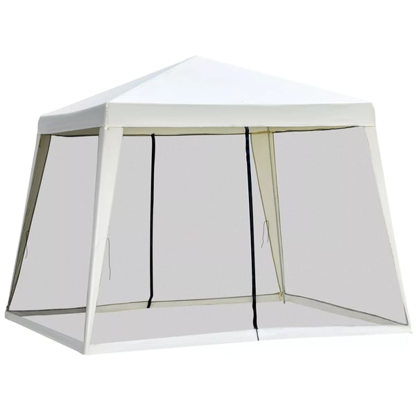 Outsunny havepavillon pavillon festtelt partytelt vejrbestandigt telt med myggenet metal + polyester cremefarvet 3 x 3 m