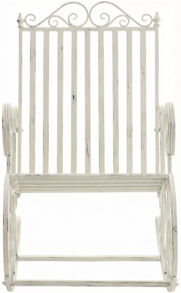 Smilla Antik Hvid Metal Gyngestol til Have/Terrasse/Indendørs Brug, 150 kg Kapacitet