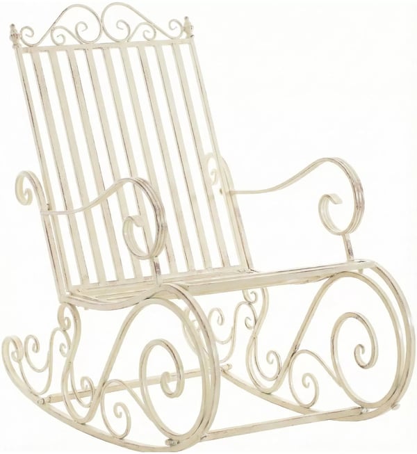 Smilla Antik Creme Metal Gyngestol til Have, Terrasse, Indendørs - 150 kg Kapacitet