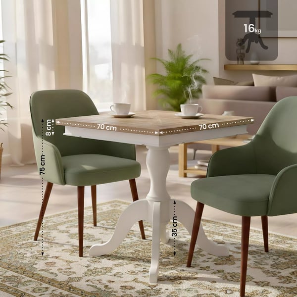 Grasby Træ Bistro Bord i Natur/Hvid - Rektangulært Shabby Chic Spisebord