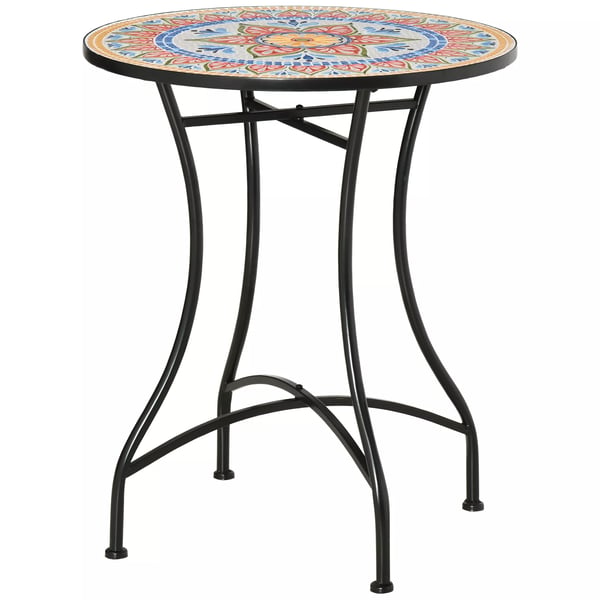 Outsunny Mosaiikkipuutarhapöytä, Pyöreä Bistropöytä, Keraaminen Metallikansi, Punainen/Sininen/Valkoinen, Ø60 cm Outsunny Mosaiikkipuutarhapöytä, Pyöreä Bistropöytä, Keraaminen Metallikansi, Punainen/Sininen/Valkoinen, Ø60 cm