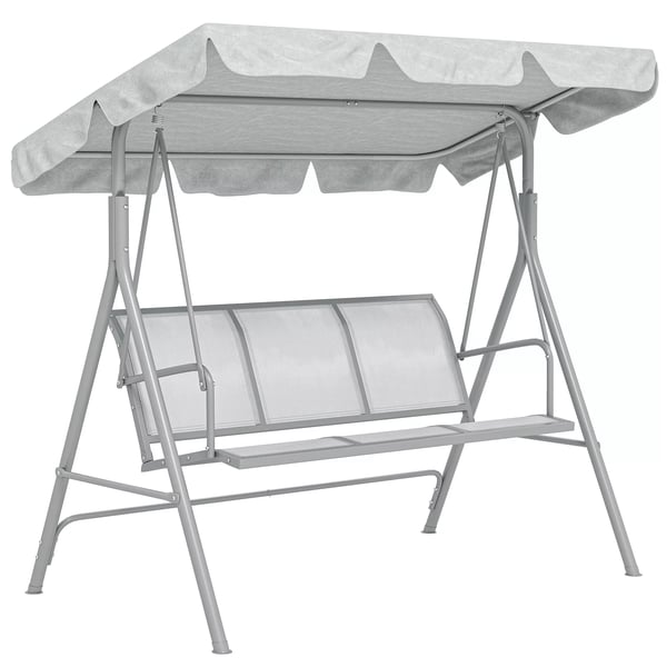 Outsunny Hollywood-gynge 3-personers havegynge gyngebænk med tag metal grå+sølv 170 x 110 x 153 cm