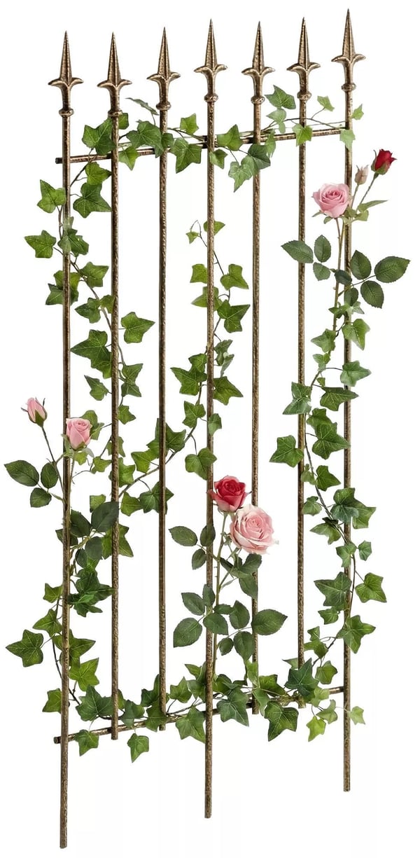 Elisa-ritilä, antiikin pronssinvärinen metallinen kiipeilytukiristikko puutarhaan, 100cm