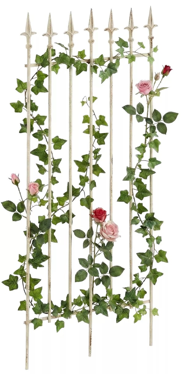 Elisa Metal Espalier, Antik Creme - Rustik Landhusstil Klatreplanthjælp, 100 cm H x 50 cm B