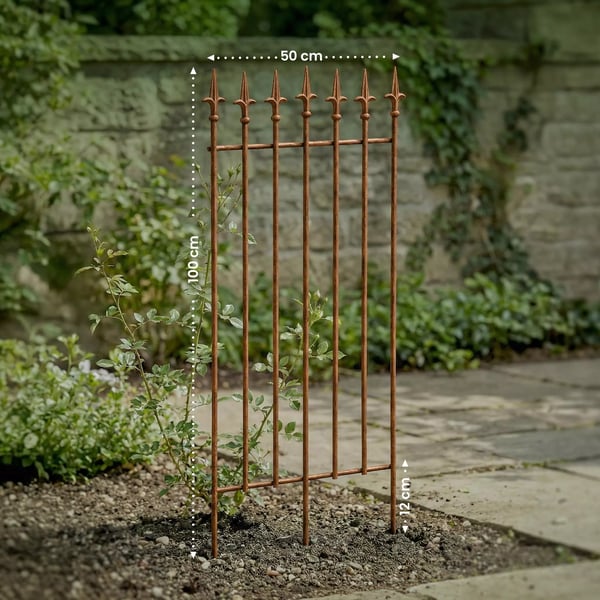 Sæt med 2 Elisa Rustikke Landstil Metalspalierer, Antik Brun, 100 cm Højde