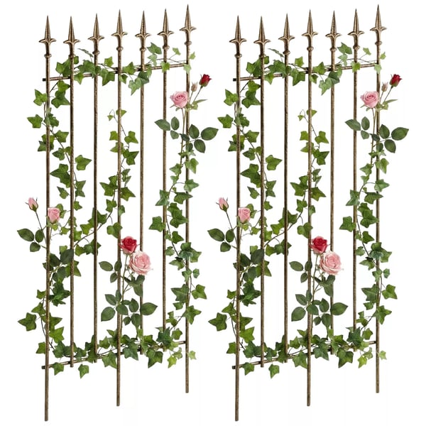 Sæt med 2 Elisa Metal Espalier, Bronze - Rustik Landstil Klatreplantestøtte, Håndlavet