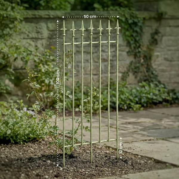 Sæt med 2 Elisa Metal Espalier, Antik Grøn, Rustik Landstil, 100cm H x 50cm B