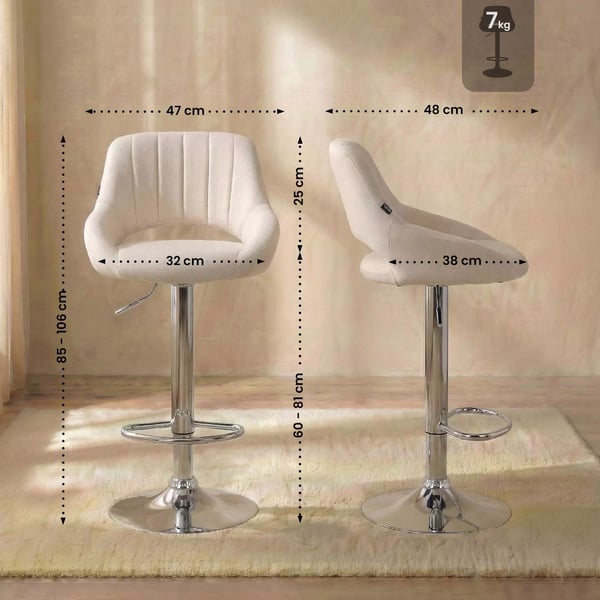 2 kpl Milet baarituolit, kangas cream