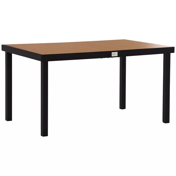 Outsunny Trädgårdsbord för 6 personer matbord lättskött aluminiumbord trädgårdsmöbler plast natur+svart 140x90x74cm