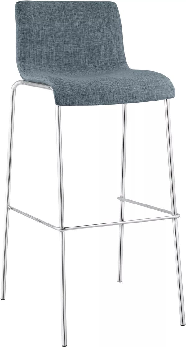 Hoover Blå Barstol i Tyg med Metallram med 4 Ben, 76 cm Sitthöjd