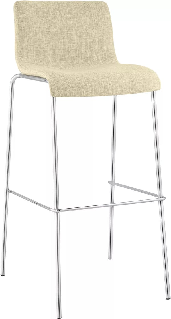 Hoover Barstol - Vadderad Gräddfärgad Tygklädsel, Robust Metallram med 4 Ben, 76 cm Sitthöjd, Kromfinish