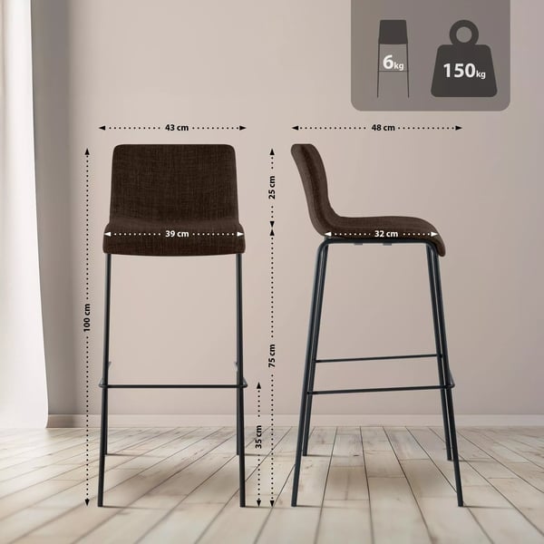 Hoover stofbarstol, 4-benet metalbase, brun, 76 cm sædehøjde