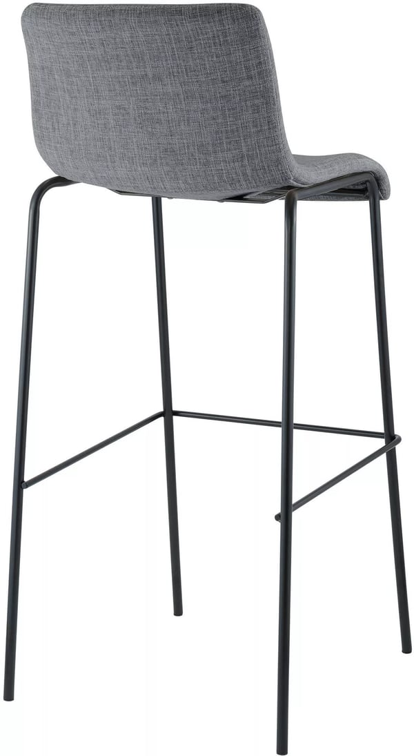Sæt med 2 lysegrå stofbarstole med sort metal 4-bens stel