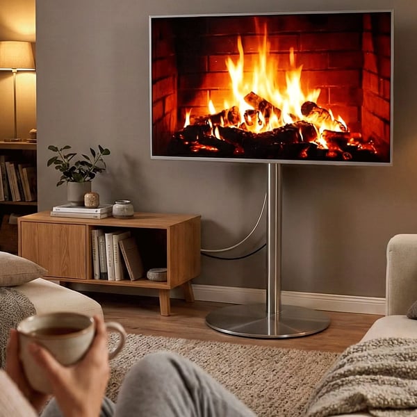 Moderne TV-bord i metal, rustfrit stålfinish, kompatibel med 55-75 tommer TV, nem montering