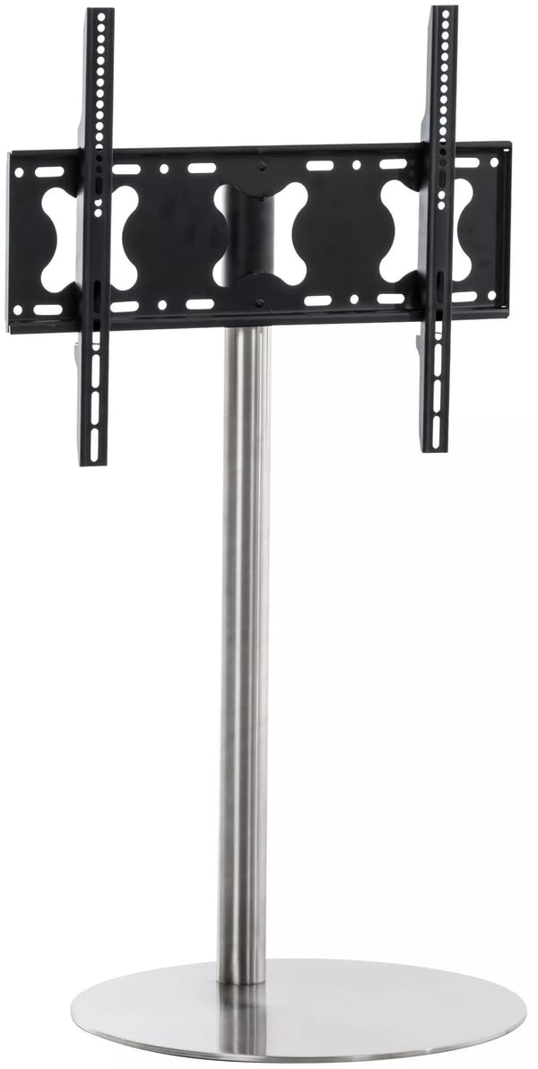 Moderne TV-bord i metal, rustfrit stålfinish, kompatibel med 55-75 tommer TV, nem montering