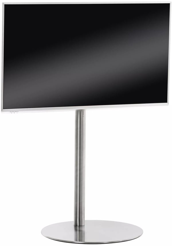 Moderne TV-bord i metal, rustfrit stålfinish, kompatibel med 55-75 tommer TV, nem montering