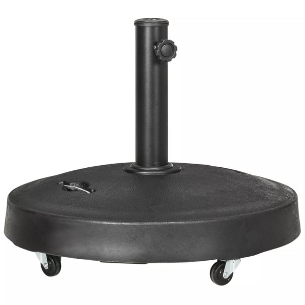 Outsunny Parasolfod 23,5 kg - Mobil parasolholder med hjul til Ø38/48 mm stænger, kunstharpiks, til have og altan, sort