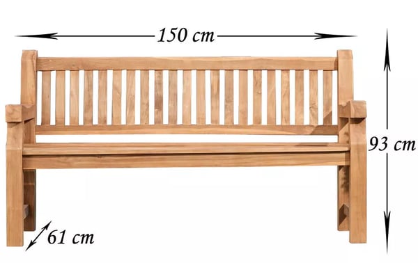 Jackson Trädgårdsbänk i Teakträ - 150 cm Längd
