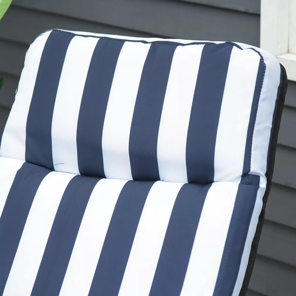 Outsunny 2 x Klapstole havestol solvogn armlæn sammenklappelig 5 positioner hynde blå 60 x 75 x 102 cm