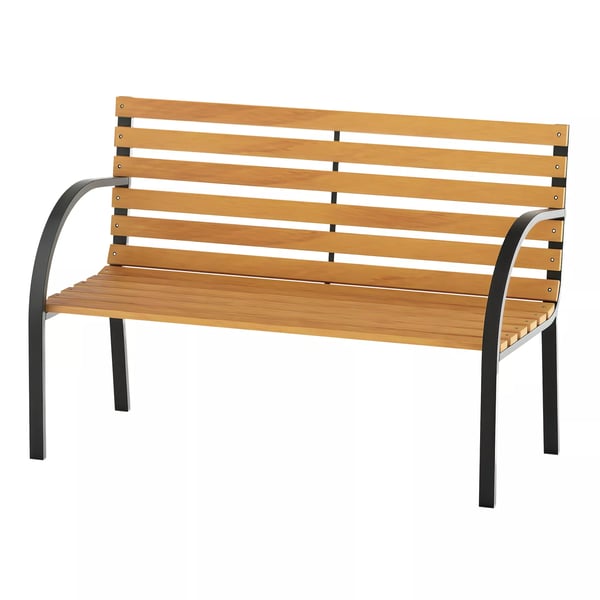 Outsunny havebænk 2-personers havebænk parkbænk stål+fyrretræ natur B122 x D60 x H83 cm