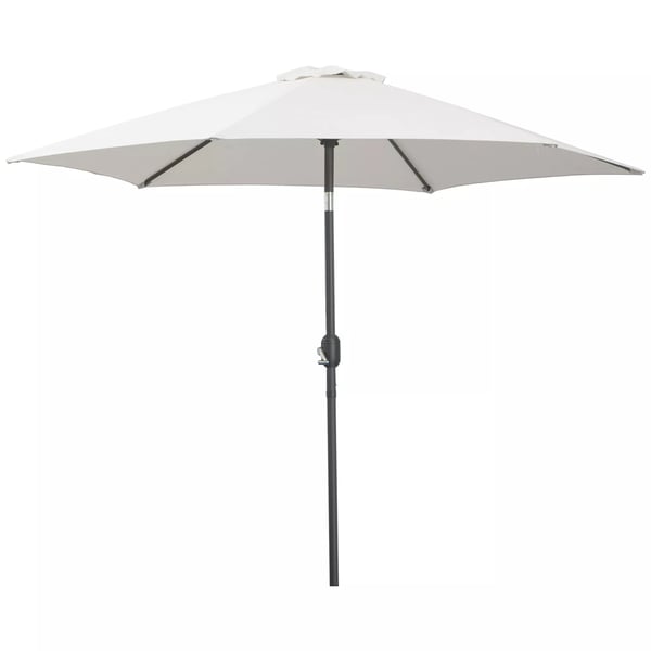 Outsunny tiltbart parasoll trädgårdsparasoll marknadsparasoll med vev aluminium 180g/m² polyester beige ∅2,6 x 2,35 m