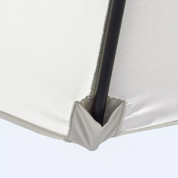 Outsunny knækbar parasol, haveparasol, markedsparasol med håndsving, aluminium, 180g/m² polyester, beige, Ø2,6 x 2,35 m