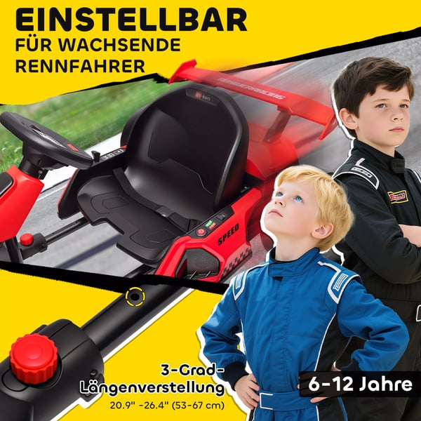 Elektrisk Gokart til Børn 24V-50kg, Rød/Sort - 6-12 År