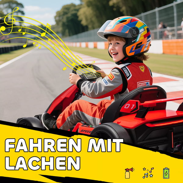 Elektrisk Gokart til Børn 24V-50kg, Rød/Sort - 6-12 År