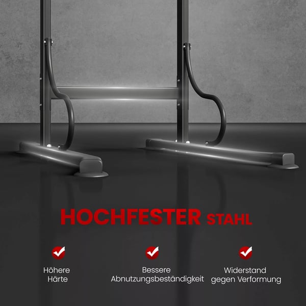 Power Tower Justerbar Dip Station med Pull-up Bar, Sugekopper - Sort/Rød Stål/Plastik - Multifunktionel Hjemmegymnastik Udstyr (Maks 120 kg)