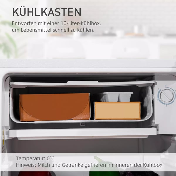 Kylskp Mini, 91L, Frys, Justerbar Hylla, Tyst, Kompakt, Stl/Plast, Vit