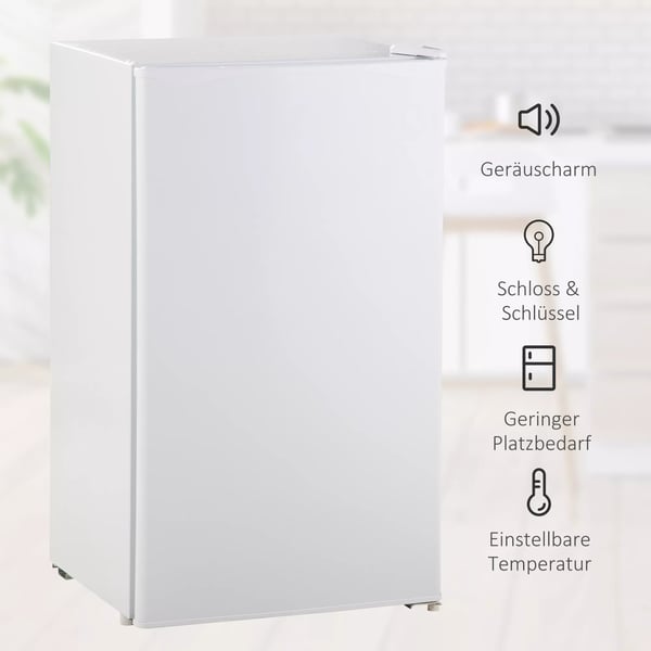 Kylskp Mini, 91L, Frys, Justerbar Hylla, Tyst, Kompakt, Stl/Plast, Vit