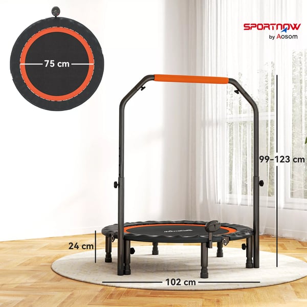 SPORTNOW Minitrampoliini kuntotrampoliini LCD 102cm teräs/muovi, musta+punainen, 100kg