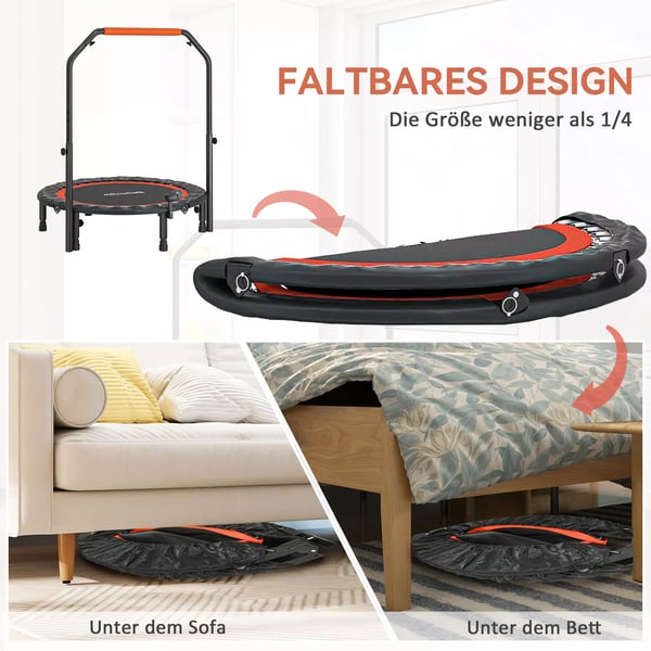 SPORTNOW Minitrampoliini kuntotrampoliini LCD 102cm teräs/muovi, musta+punainen, 100kg